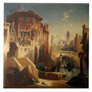 Baldosa cerámica de la góndola del barco de cana