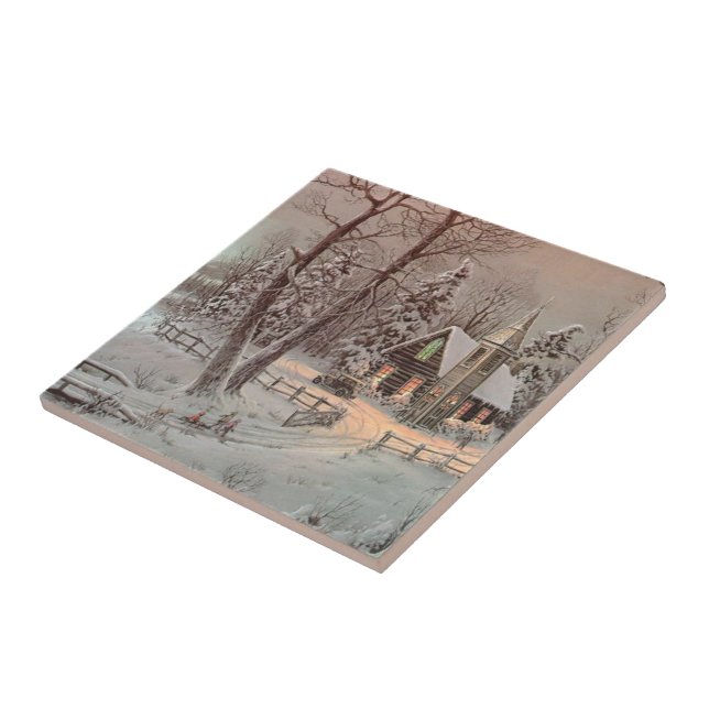 Baldosa cerámica de la iglesia de la escena del (Lado)