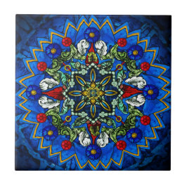 Baldosa cerámica de la mandala azul de la ventana