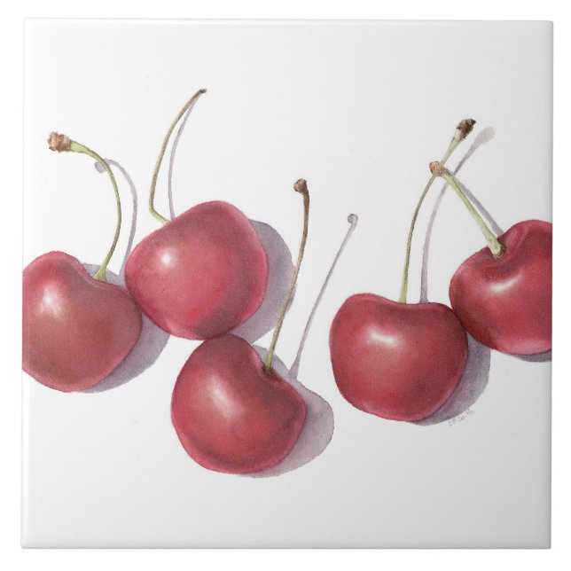 Baldosa cerámica de las cerezas (Frente)