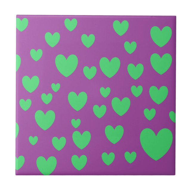 Baldosa cerámica de los corazones verdes (Frente)