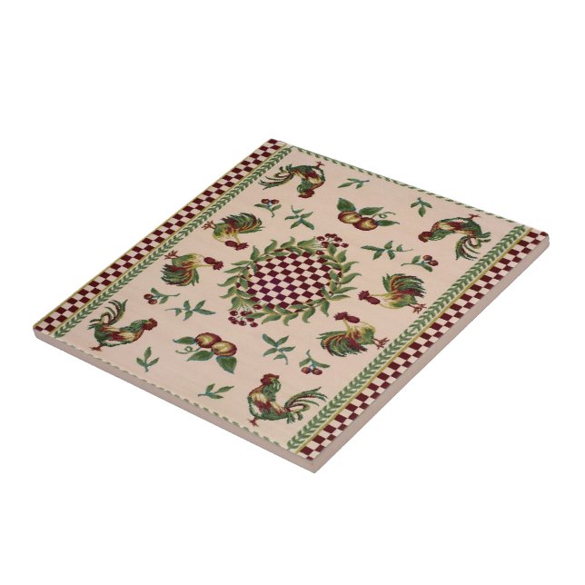 Baldosa cerámica de los gallos franceses del país (Lado)