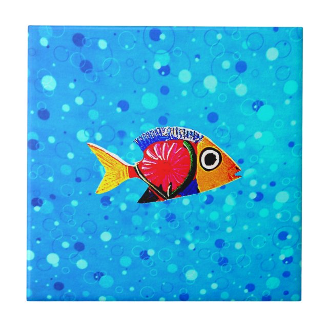 Baldosa cerámica de los pescados tropicales (Frente)