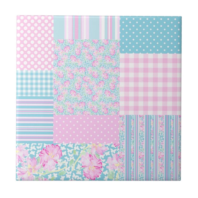 Baldosa cerámica de los rosas remiendo rosado de (Frente)