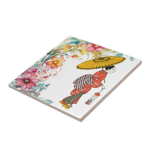 Baldosa cerámica de mujeres asiáticas