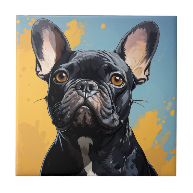 Baldosa cerámica de perro blanco (Frente)