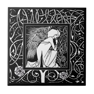 Baldosa cerámica del ángel de Beardsley del