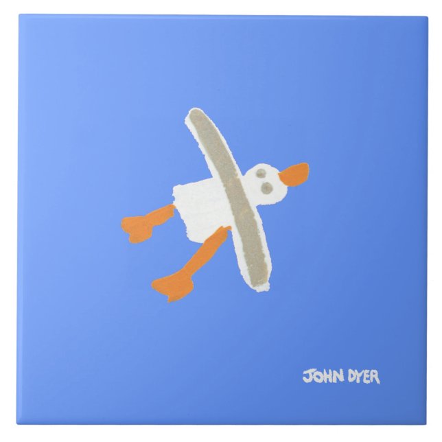 Baldosa cerámica del arte: Gaviota del vuelo el (Frente)