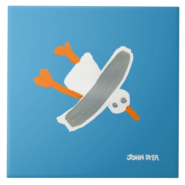 Baldosa cerámica del arte: Gaviota del vuelo el (Frente)