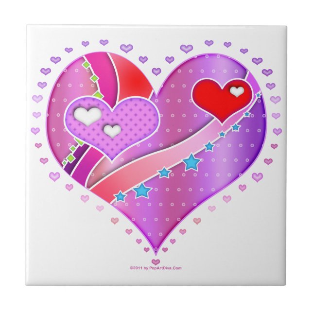 Baldosa cerámica del corazón rosado y rojo de la (Frente)