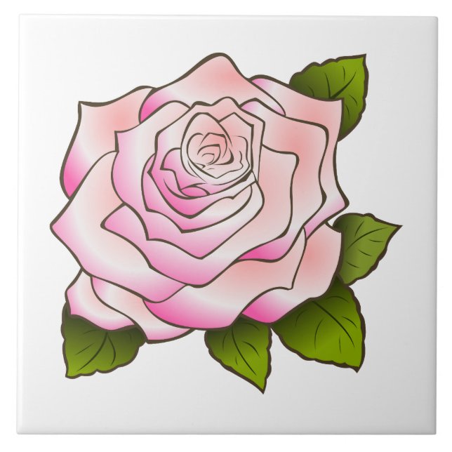 Baldosa cerámica del dibujo color de rosa rosado (Frente)