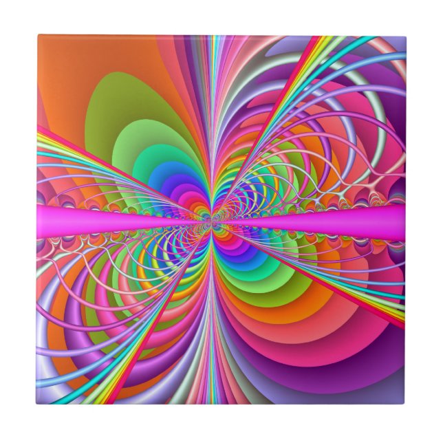 Baldosa cerámica del fractal caprichoso de la (Frente)