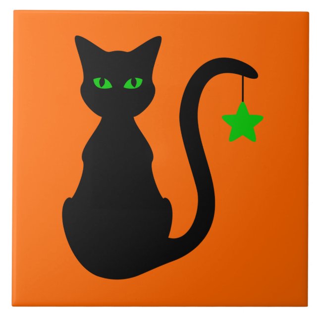 Baldosa cerámica del gato negro (Frente)