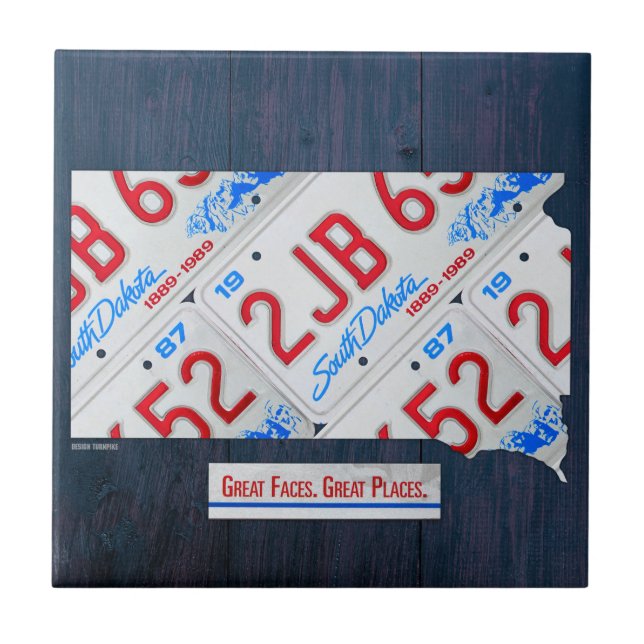 Baldosa cerámica del mapa de la placa de Dakota (Frente)