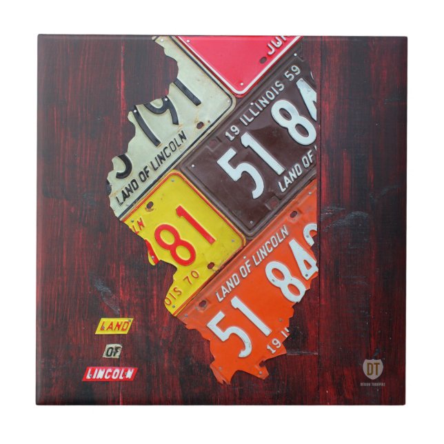 Baldosa cerámica del mapa de la placa de Illinois (Frente)