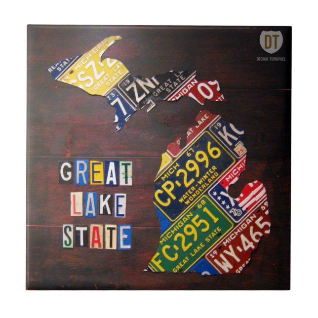 Baldosa cerámica del mapa de la placa de Michigan (Frente)