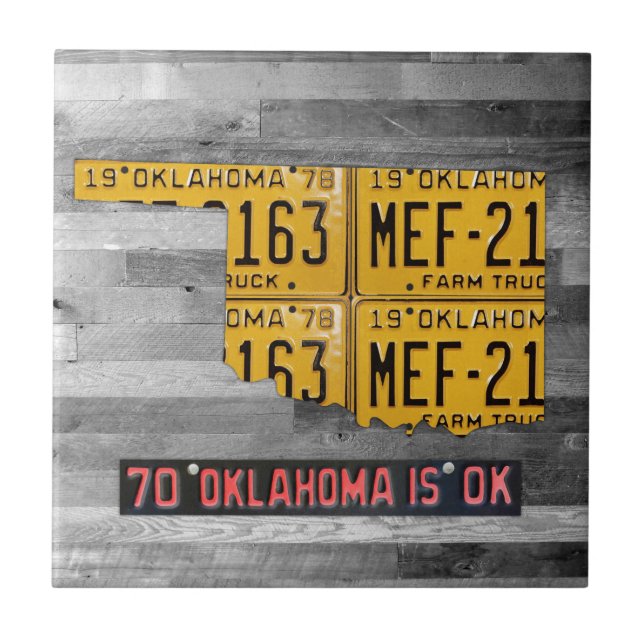 Baldosa cerámica del mapa de la placa de Oklahoma (Frente)