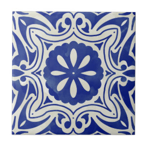 Baldosa cerámica del patrón de acuarela azul