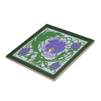Baldosa cerámica del Peony púrpura de Nouveau del