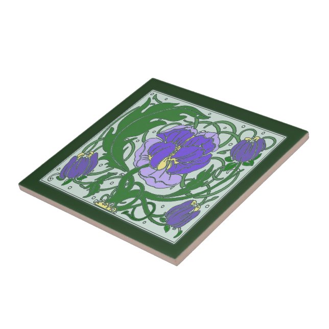 Baldosa cerámica del Peony púrpura de Nouveau del (Lado)