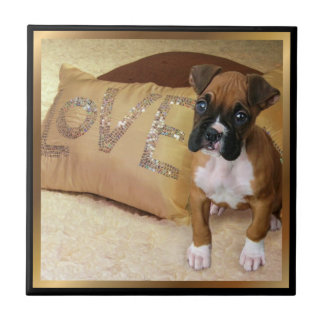Baldosa cerámica del perro del boxeador del amor