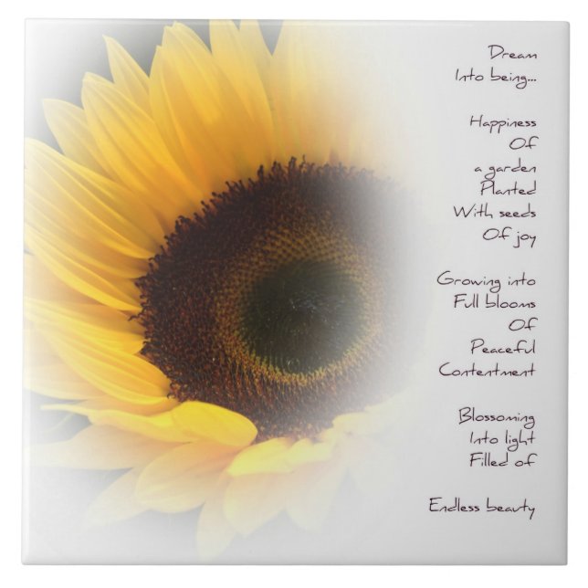 Baldosa cerámica del poema ideal del girasol (Frente)