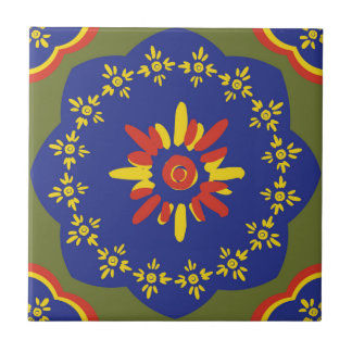 Baldosa cerámica del punto siciliano de la flor
