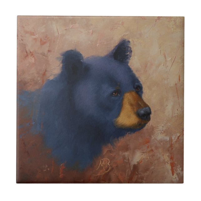 Baldosa cerámica del retrato del oso negro (Frente)