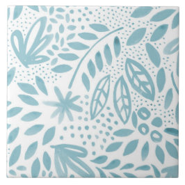 Baldosa cerámica floral azul de la belleza