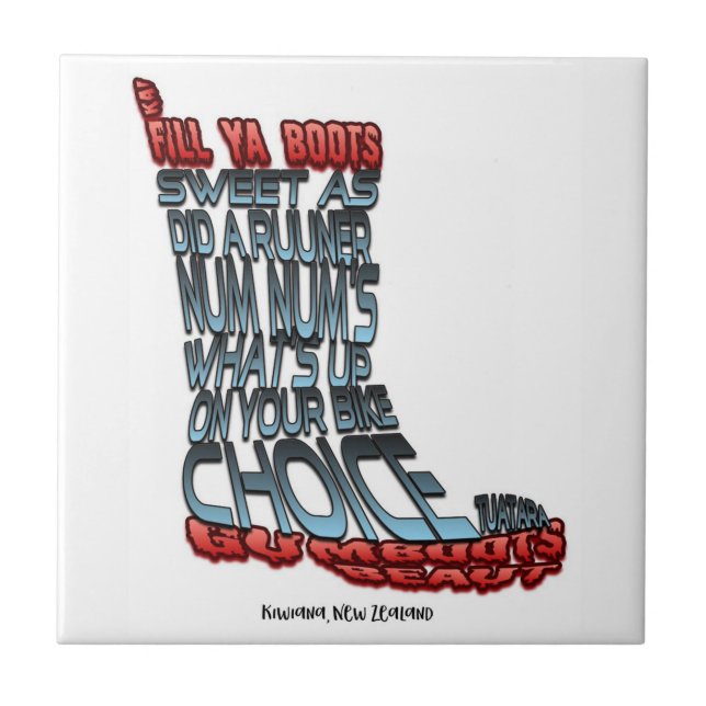 Baldosa cerámica grande con el diseño de Kiwiana (Frente)