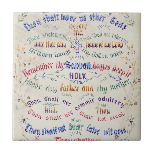 Baldosa cerámica "Los Diez Mandamientos" (Frente)