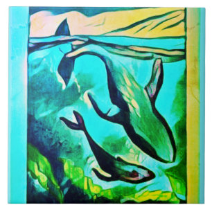 Baldosa cerámica moderna de arte ballenera