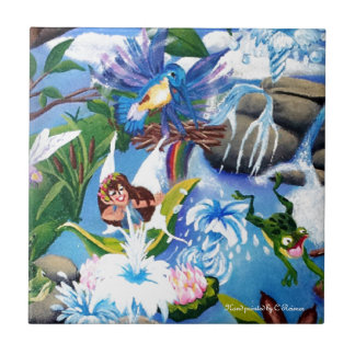 Baldosa cerámica pintada a mano