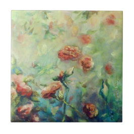 Baldosa cerámica pintada de los rosas