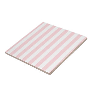Baldosa Cerámica Raya Rosa y Blanca a Rayas