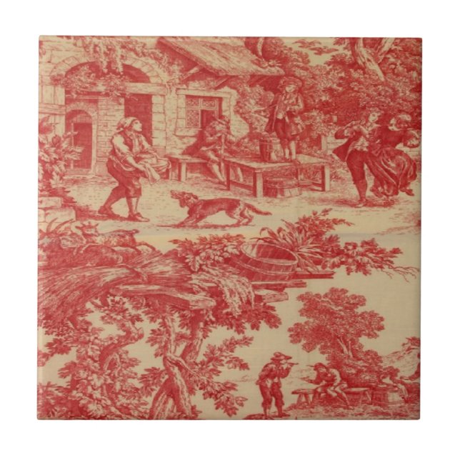 Baldosa cerámica roja de CreamToile del país (Frente)