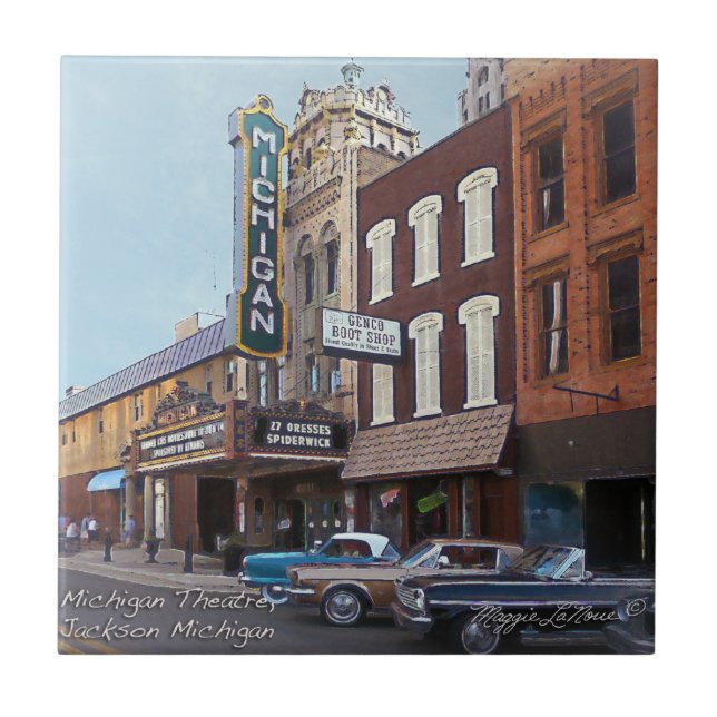 Baldosa cerámica - teatro Jackson Michigan de (Frente)