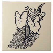 Baldosa cerámica tribal hawaiana tropical de la