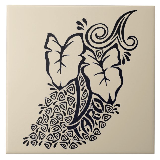 Baldosa cerámica tribal hawaiana tropical de la (Frente)