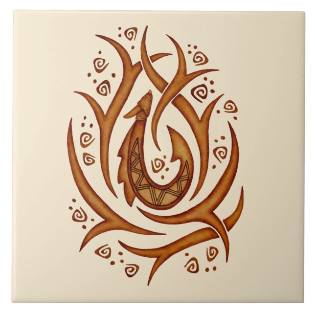 Baldosa cerámica tribal hawaiana tropical del (Frente)