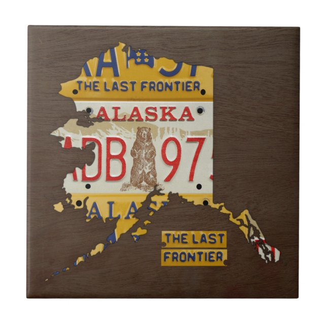 Baldosa cerámica V3 del mapa de la placa de Alaska (Frente)