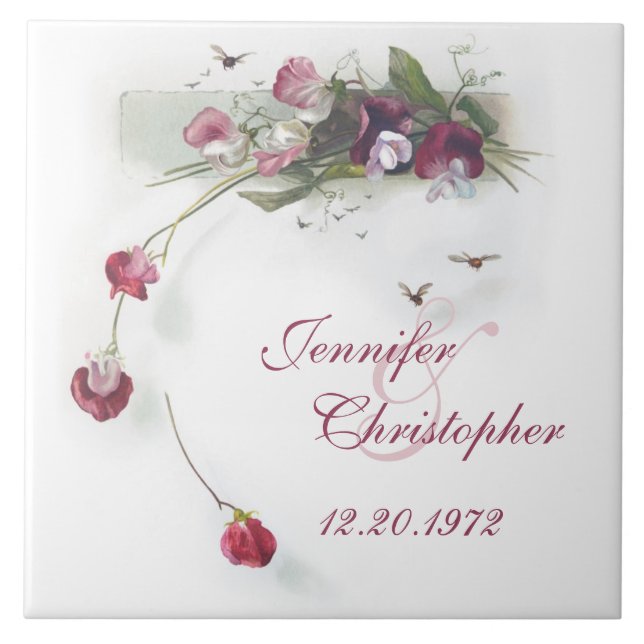 Baldosa de aniversario de guisantes dulces (Frente)