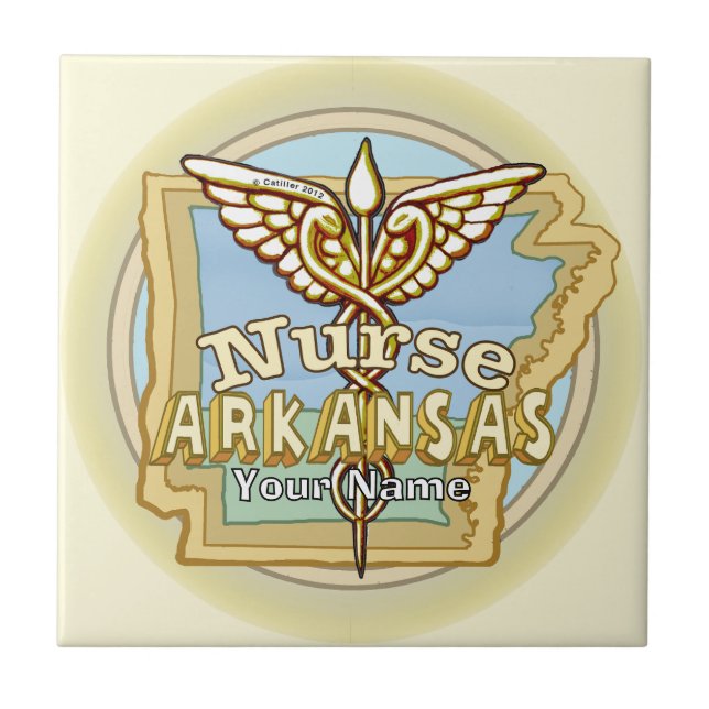 baldosa de Caduceo de enfermera de Arkansas (Frente)