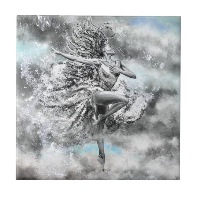 Baldosa de cerámica de mujer bailarina (Frente)