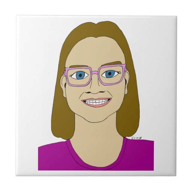 baldosa de cerámica de niña pequeña (Frente)