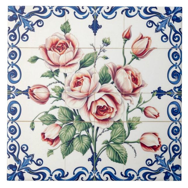 baldosa de clásica bouquet de rosas (Frente)