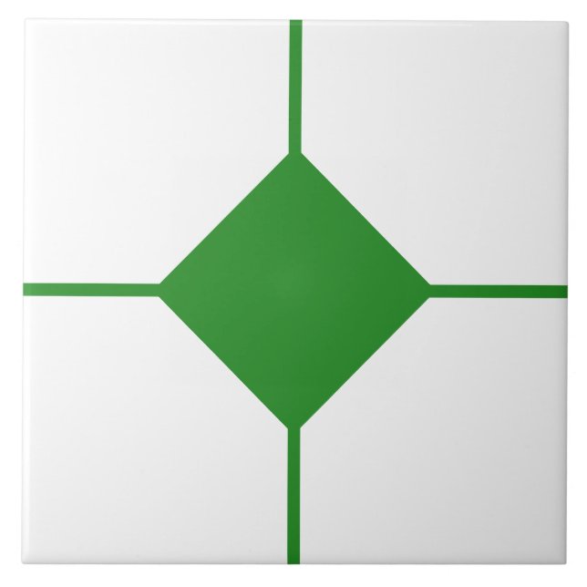 Baldosa de cruz de diamante verde bosque y blanco (Frente)