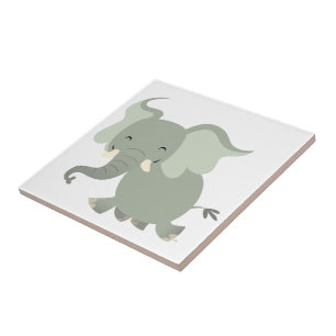 Baldosa de elefante de dibujos animados alegre lin
