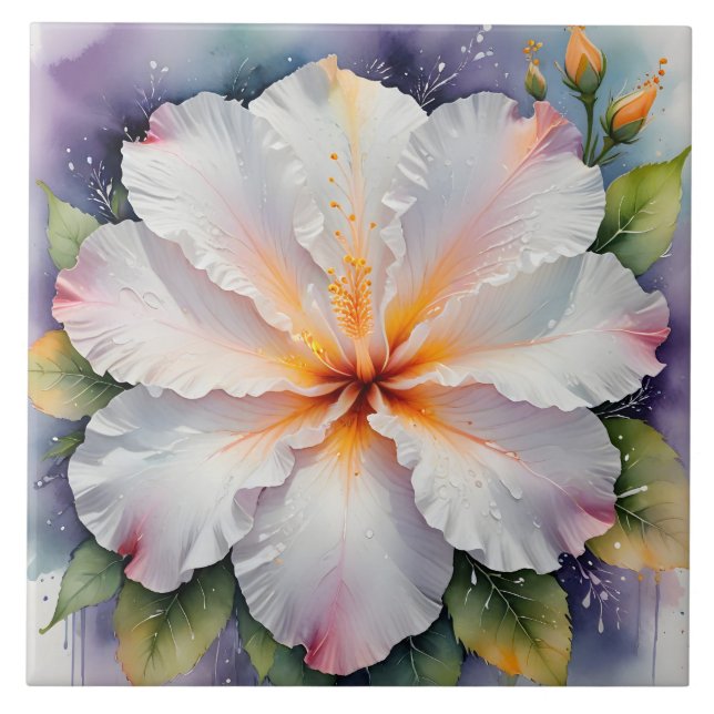 baldosa de flor de hibisco blanco (Frente)