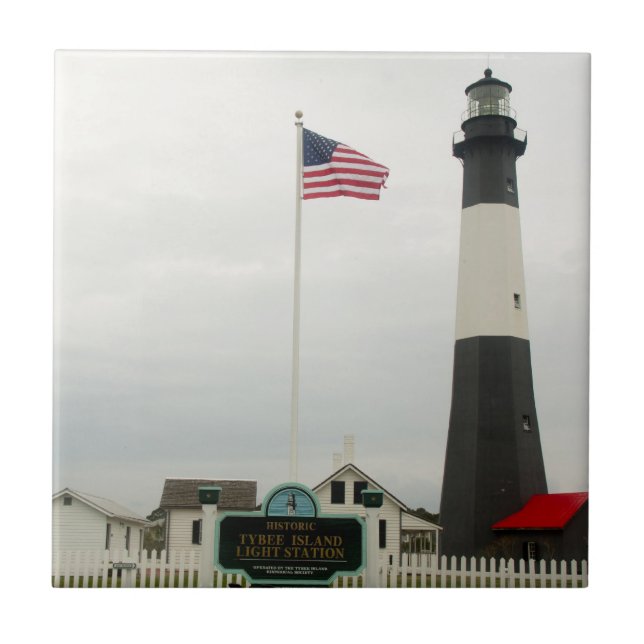 Baldosa de la estación del faro de la isla Tybee (Frente)